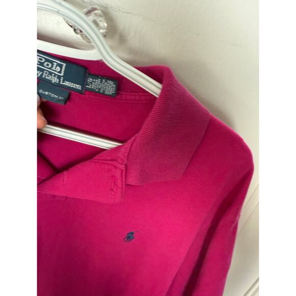 Vintage Y2K Polo Ralph Lauren Deep Pink Cotton Polo Logo Shirt Men's Large - Picture 5 of 8